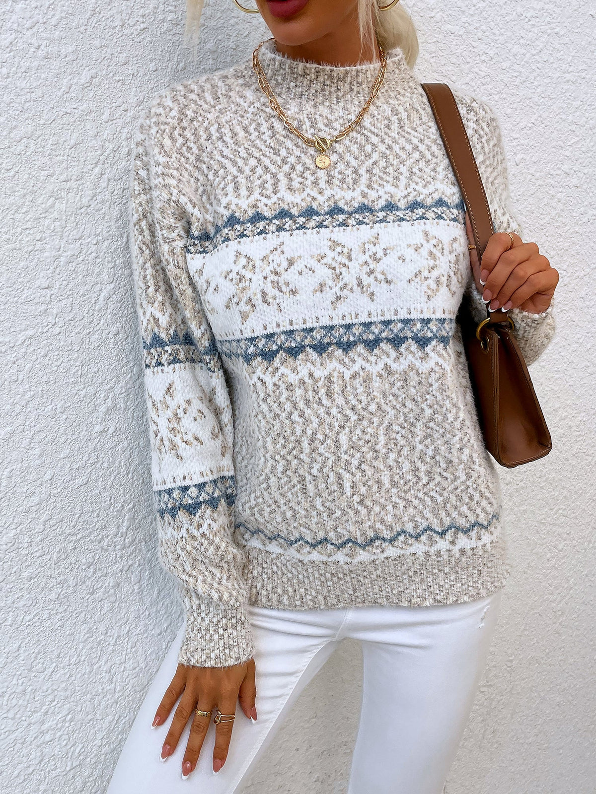 Women's Turtleneck Snowflake Sweater