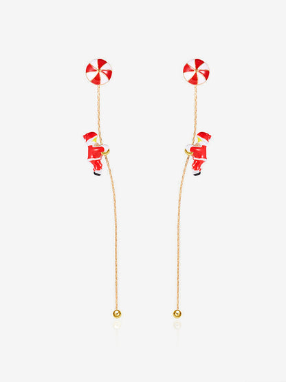 Climbing Santa Claus Asymmetrical Christmas Earrings