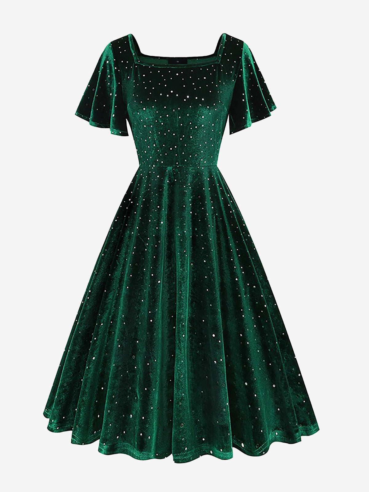 Vintage Velvet Flare Sleeves Square Neck Swing Dress