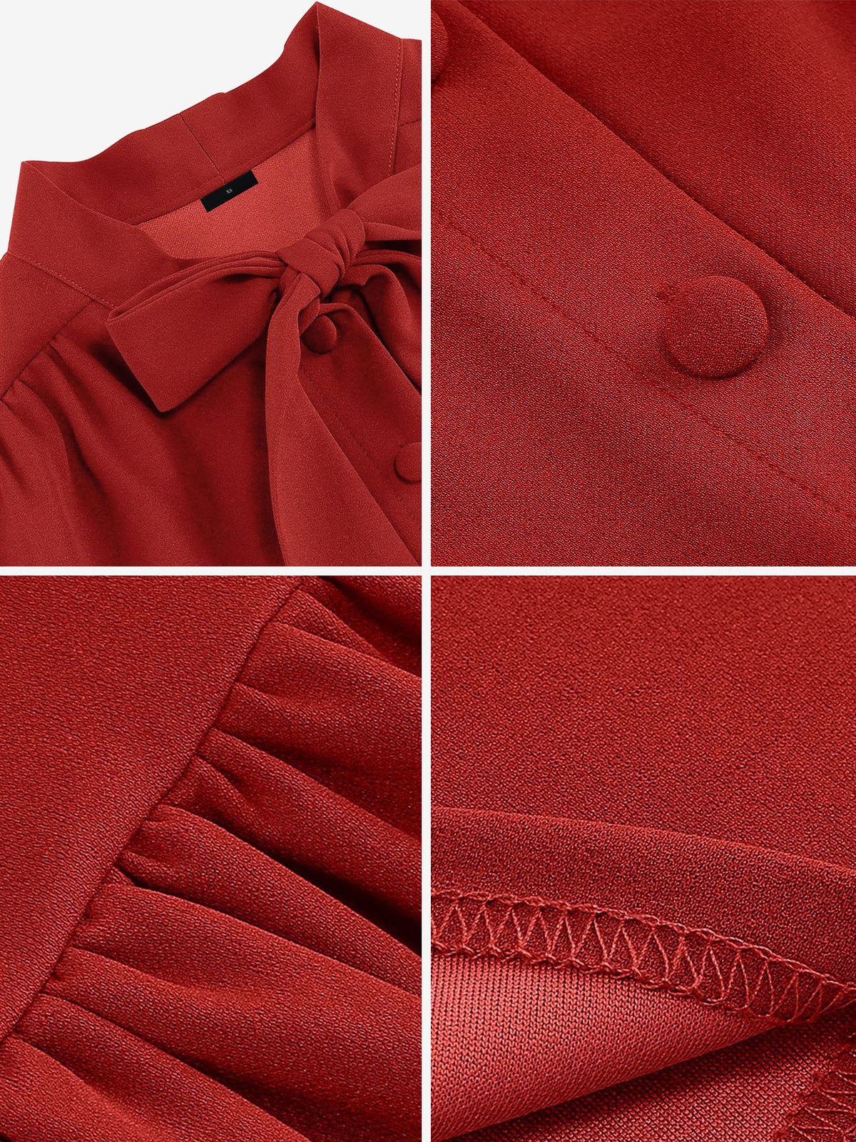Bow Tie Neck Button Down Midi Swing Dress