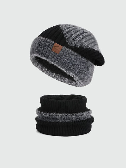 2 Pieces Knitted Beanie Hat & Scarf Set