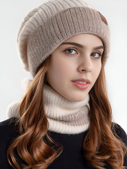 2 Pieces Knitted Beanie Hat & Scarf Set