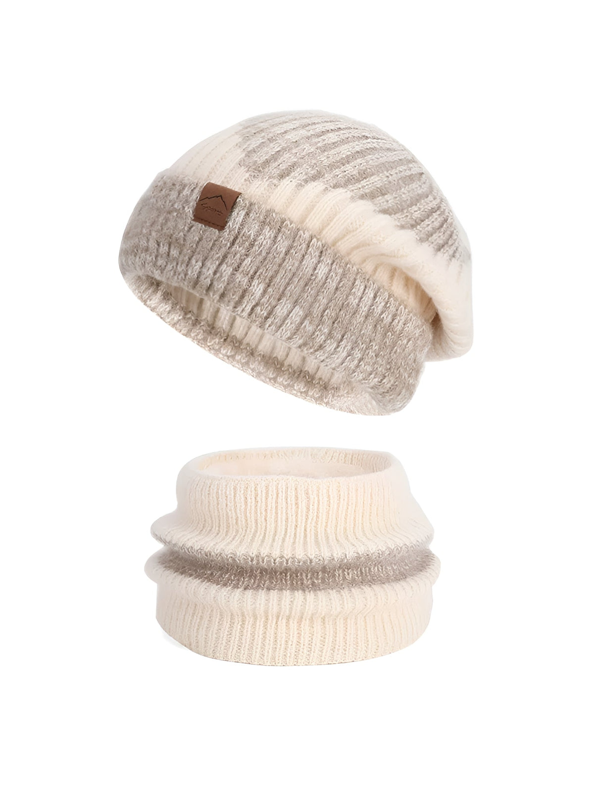 2 Pieces Knitted Beanie Hat & Scarf Set