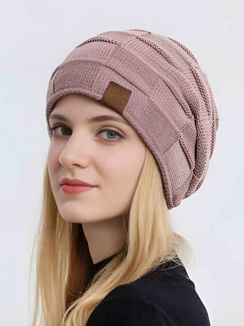 Winter Fleece-lined Knitted Beanie Hat