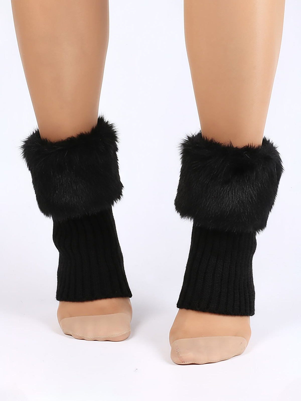 Knitted Faux Fur Leg Covers Fluffy Socks