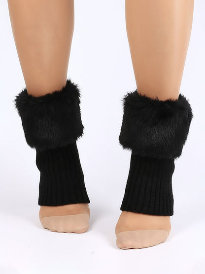 Knitted Faux Fur Leg Covers Fluffy Socks