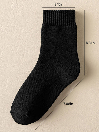 5 Pairs Thickened Warm Solid Color Mid-Calf Socks