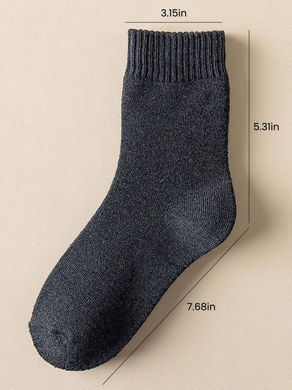 5 Pairs Thickened Warm Solid Color Mid-Calf Socks