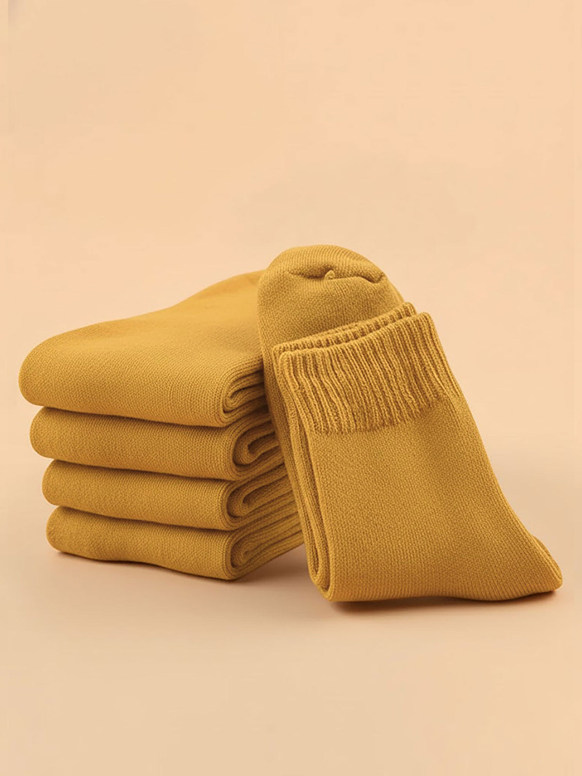 5 Pairs Thickened Warm Solid Color Mid-Calf Socks
