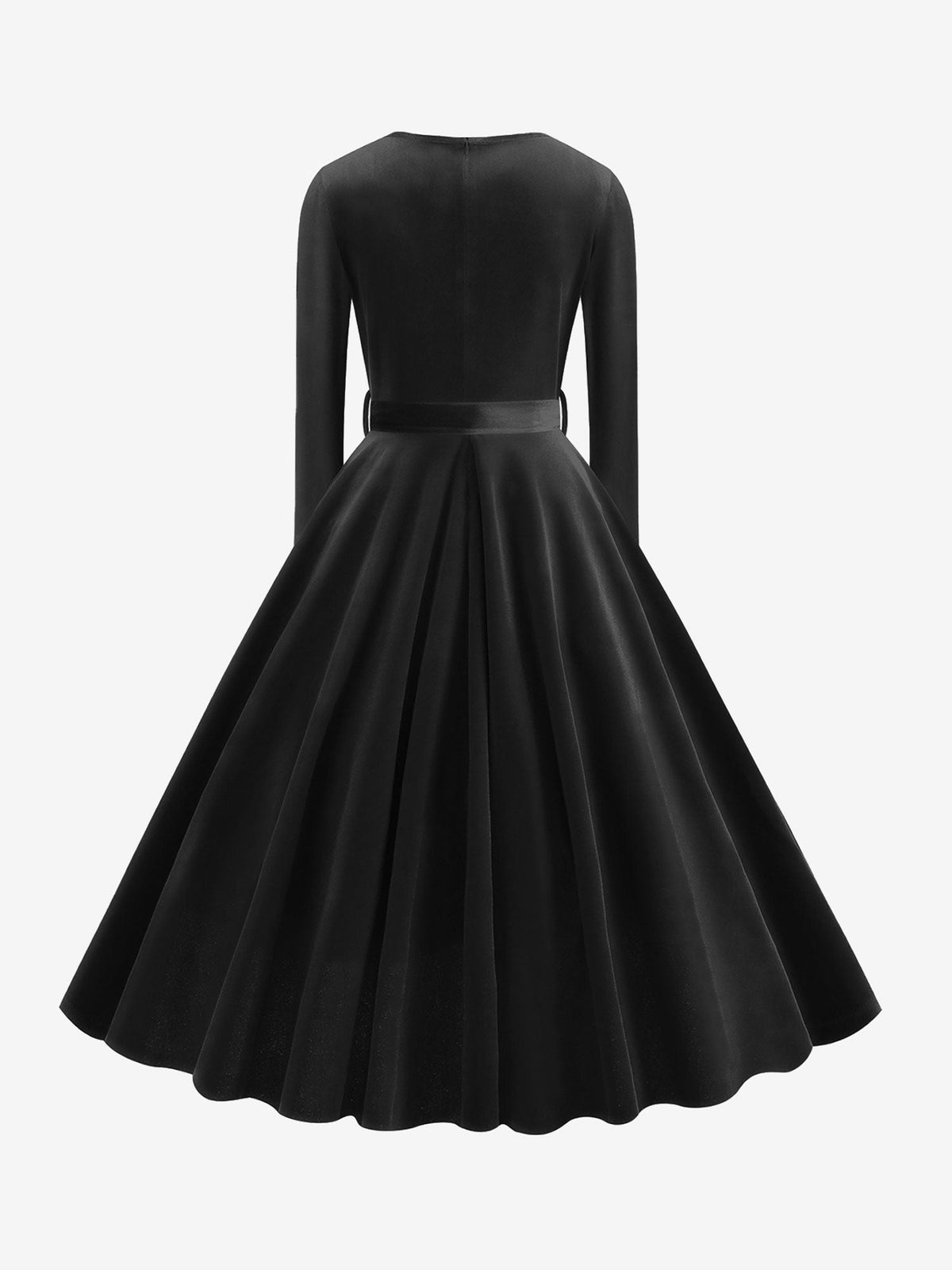Christmas Velvet V Neck Long Sleeves Midi A-Line Dress
