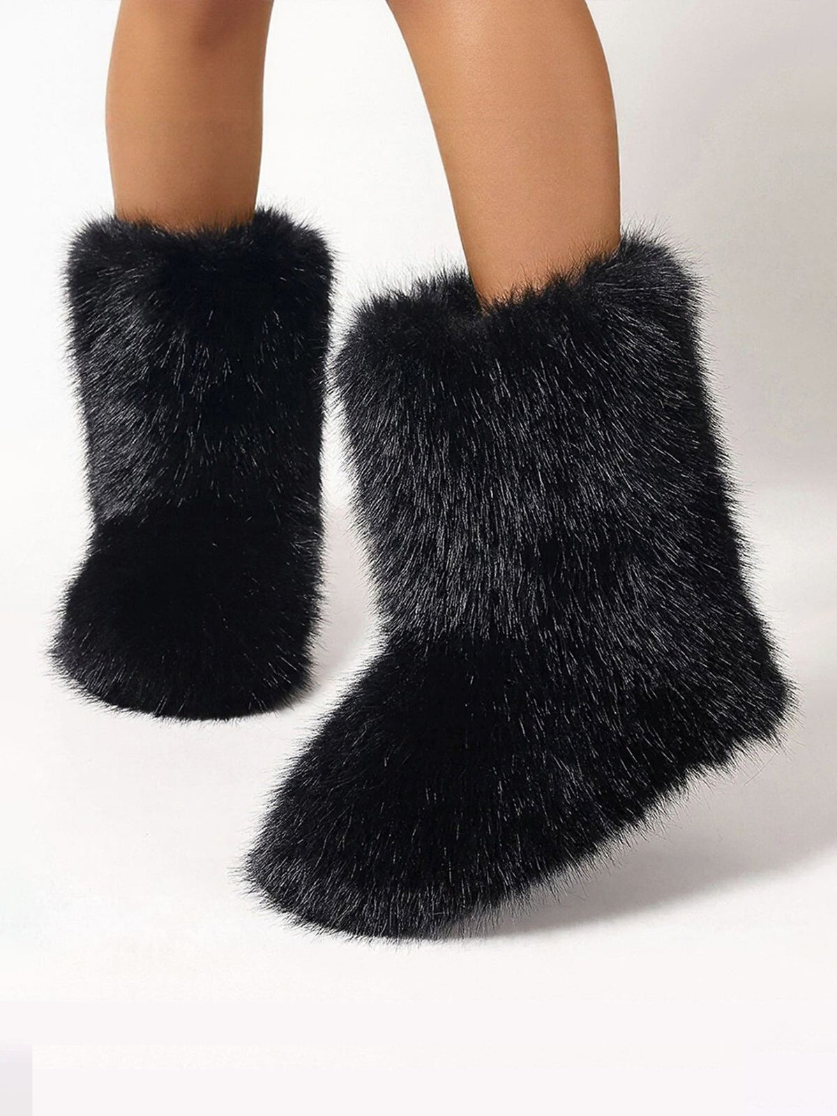 Faux Fox Fur Non-Slip Soles Winter Snow Ankle Boots