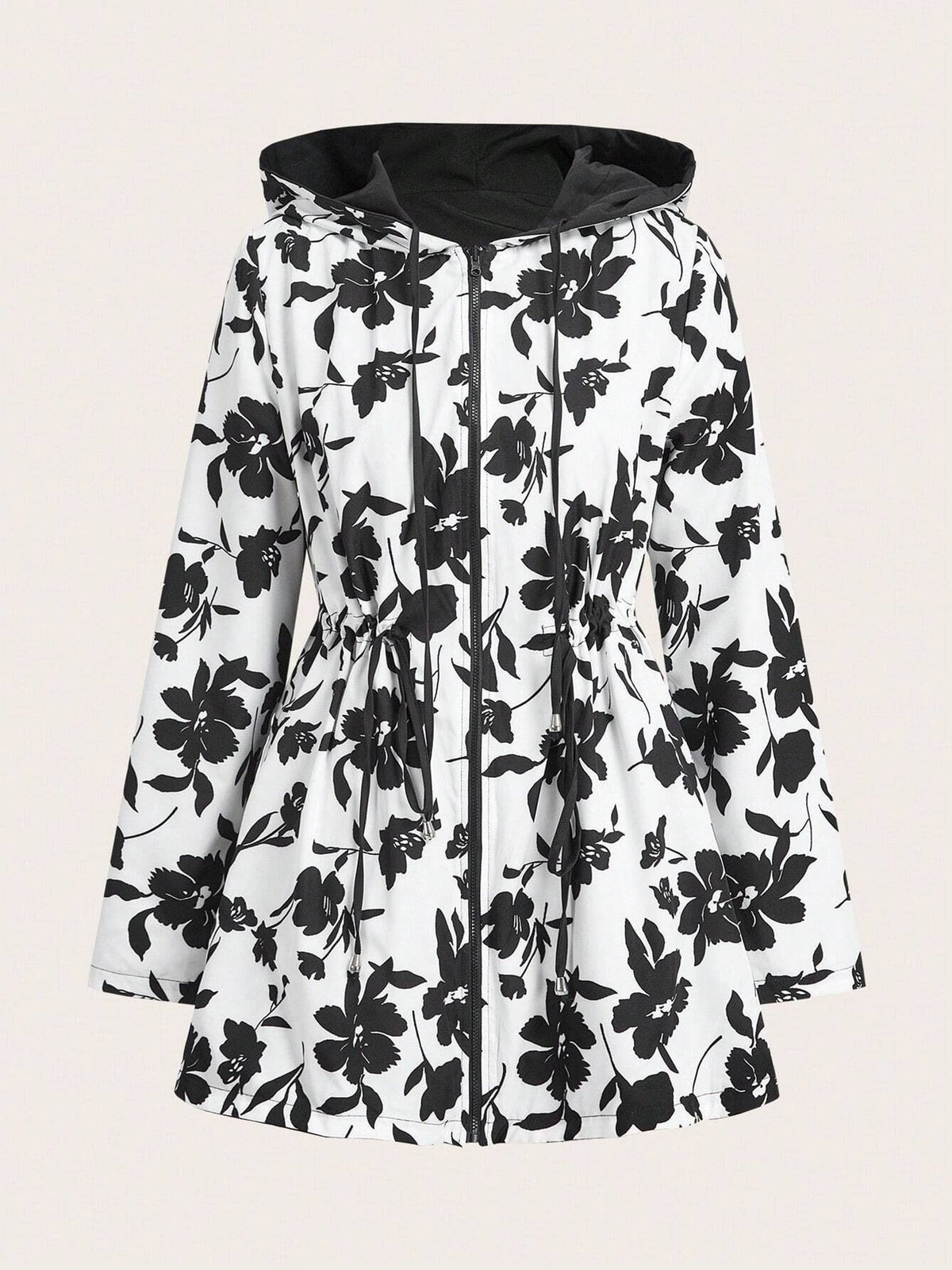 Reversible Hooded Zipper Printed Pockets Jacket