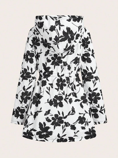 Reversible Hooded Zipper Printed Pockets Jacket