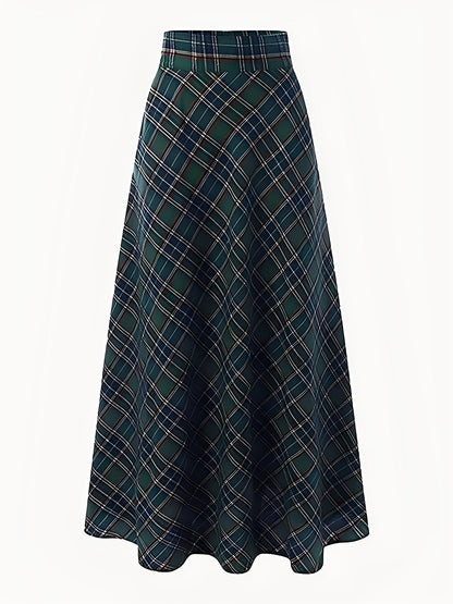 Christmas Plaid Pockets A-line Maxi Skirt