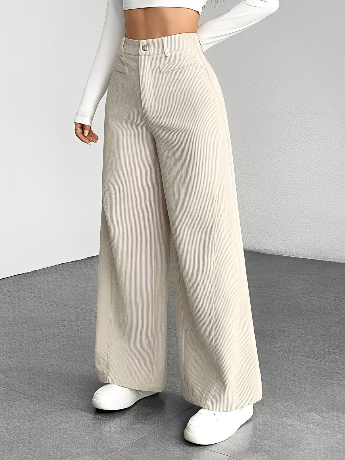 Corduroy Casual High Waisted Loose Fitting Wide Legs Pants