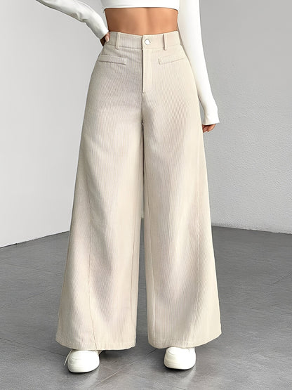 Corduroy Casual High Waisted Loose Fitting Wide Legs Pants
