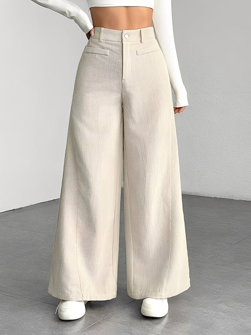 Corduroy Casual High Waisted Loose Fitting Wide Legs Pants