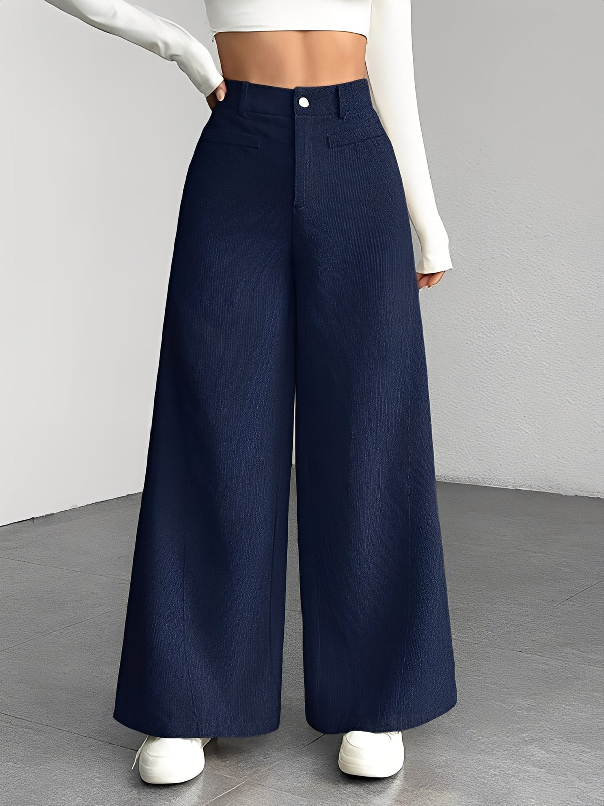 Corduroy Casual High Waisted Loose Fitting Wide Legs Pants