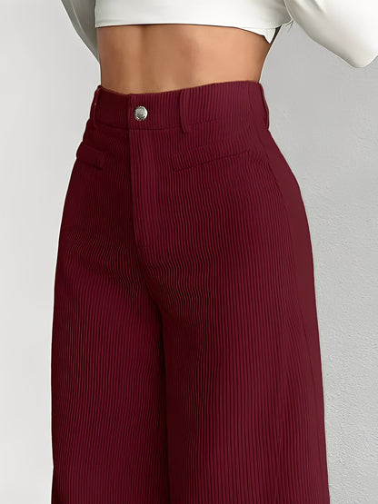 Corduroy Casual High Waisted Loose Fitting Wide Legs Pants