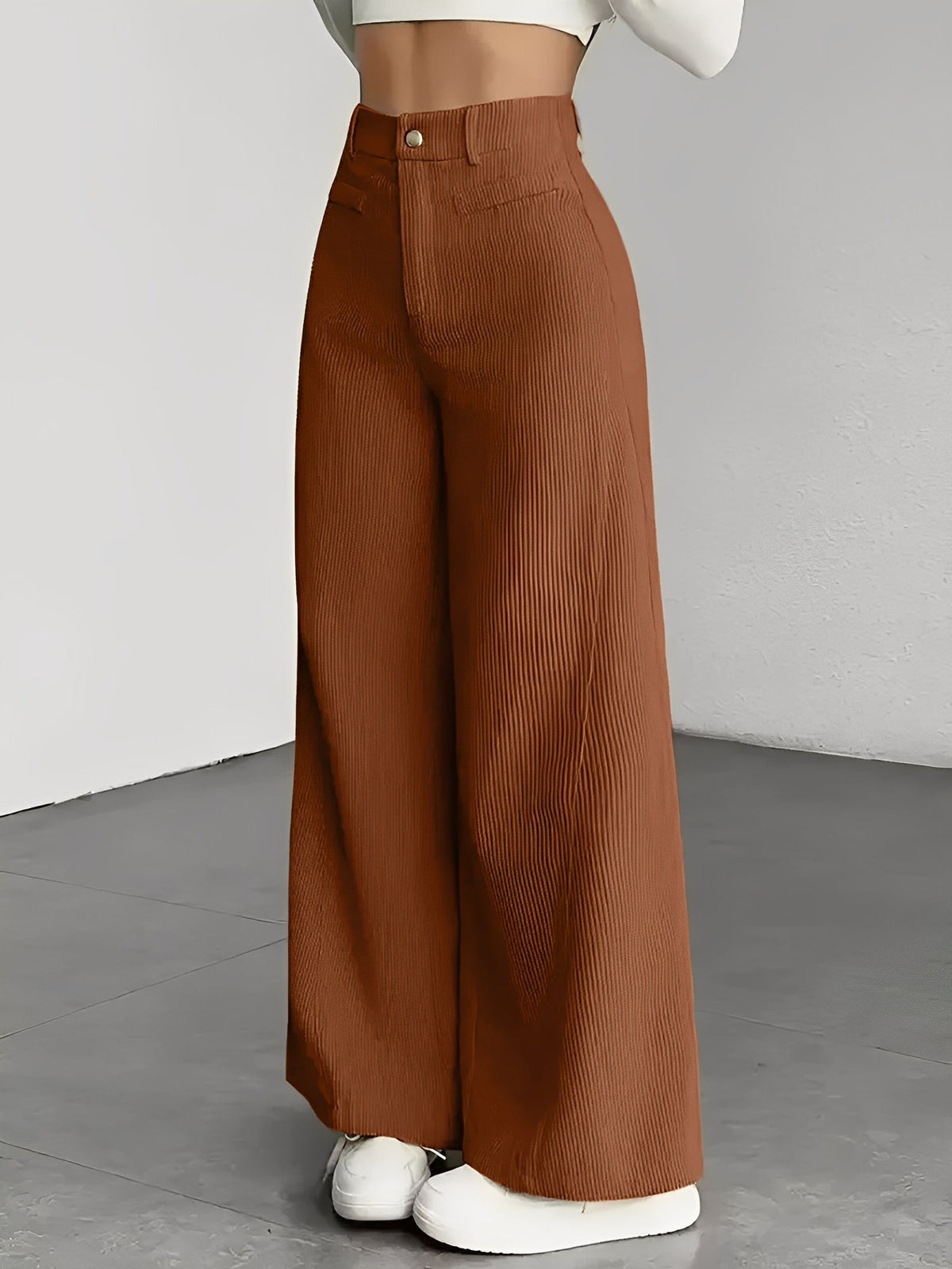 Corduroy Casual High Waisted Loose Fitting Wide Legs Pants