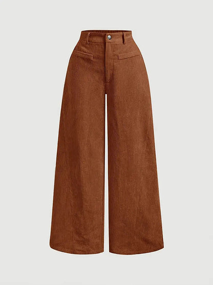 Corduroy Casual High Waisted Loose Fitting Wide Legs Pants