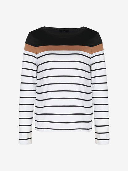 Round Neck Long Sleeve Striped Top