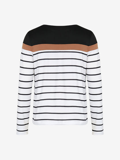 Round Neck Long Sleeve Striped Top