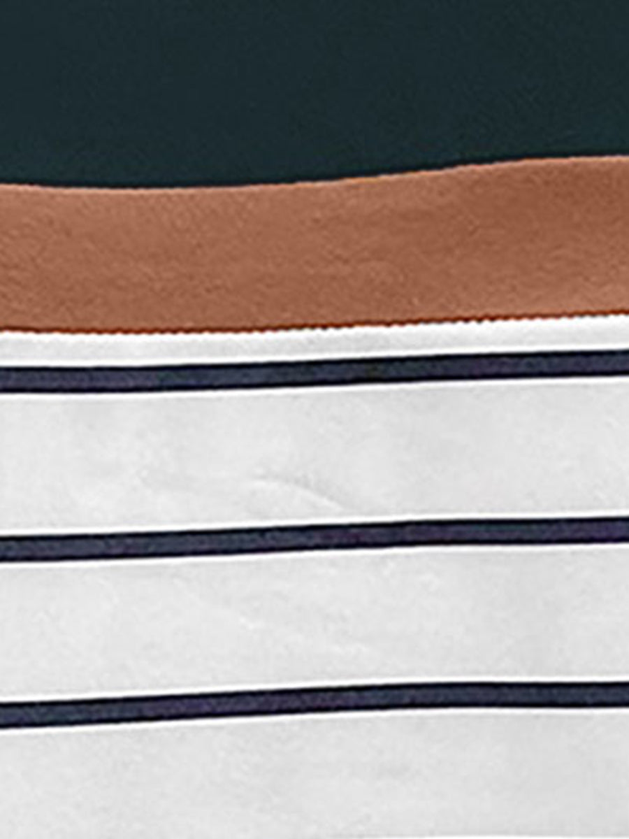 Round Neck Long Sleeve Striped Top