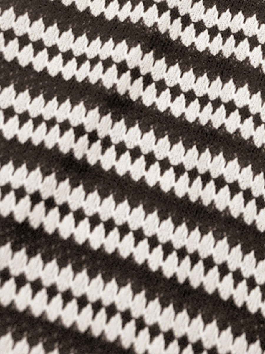 Striped Round Neck Thick Knitted Below-the-knee Dress