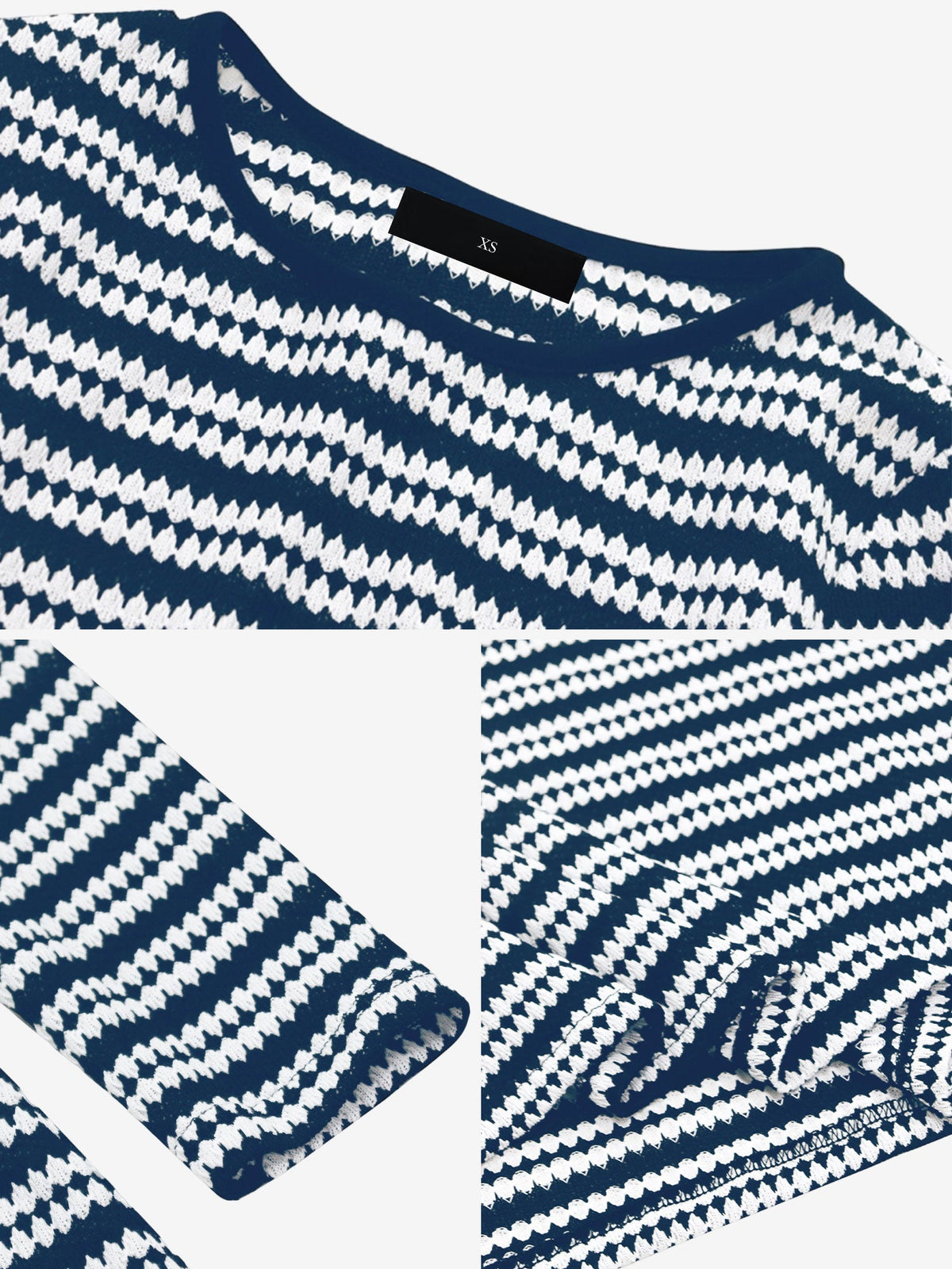Striped Round Neck Thick Knitted Below-the-knee Dress