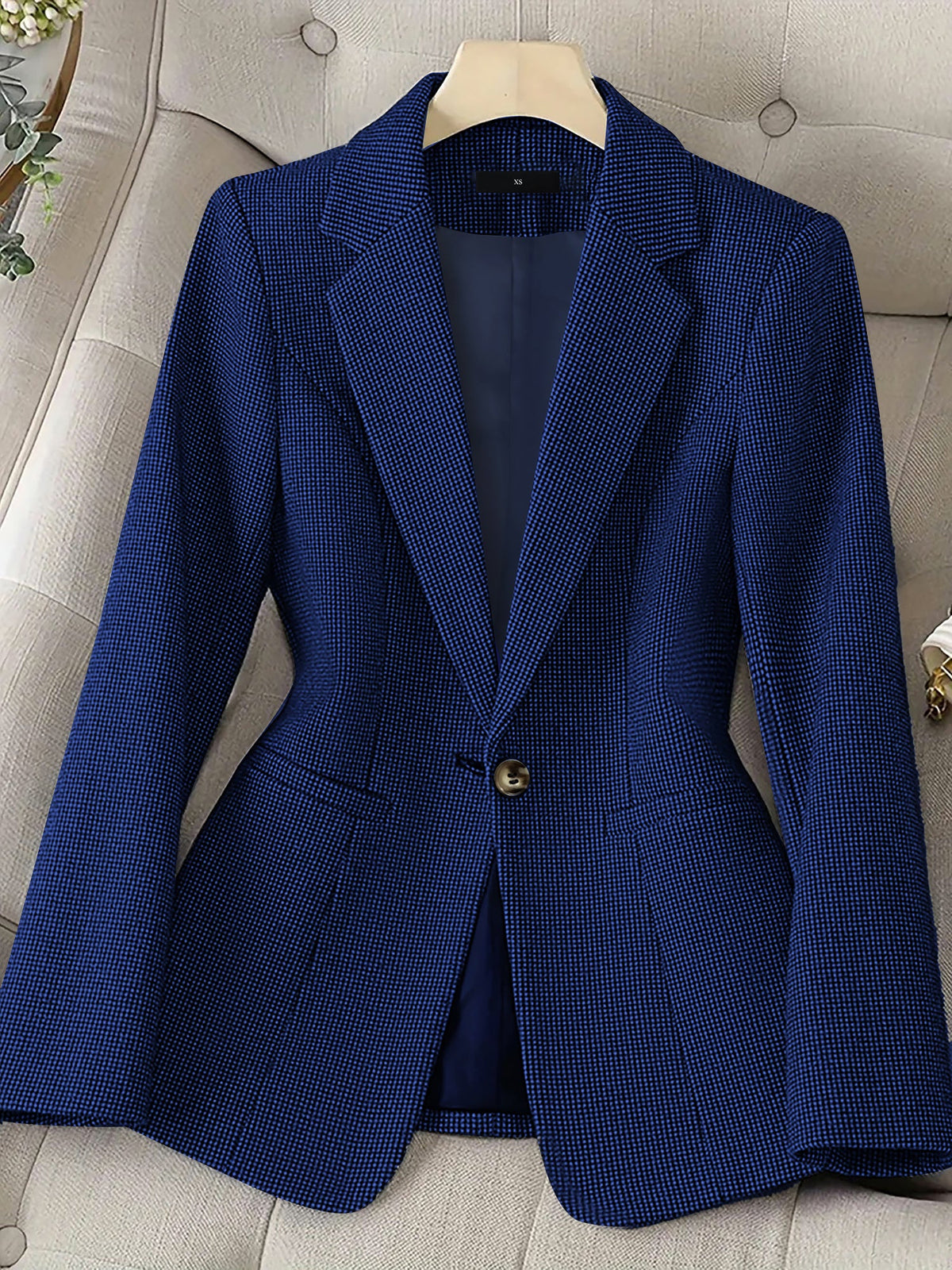 Notched Lapel Lined Long Sleeves Work Office Blazer