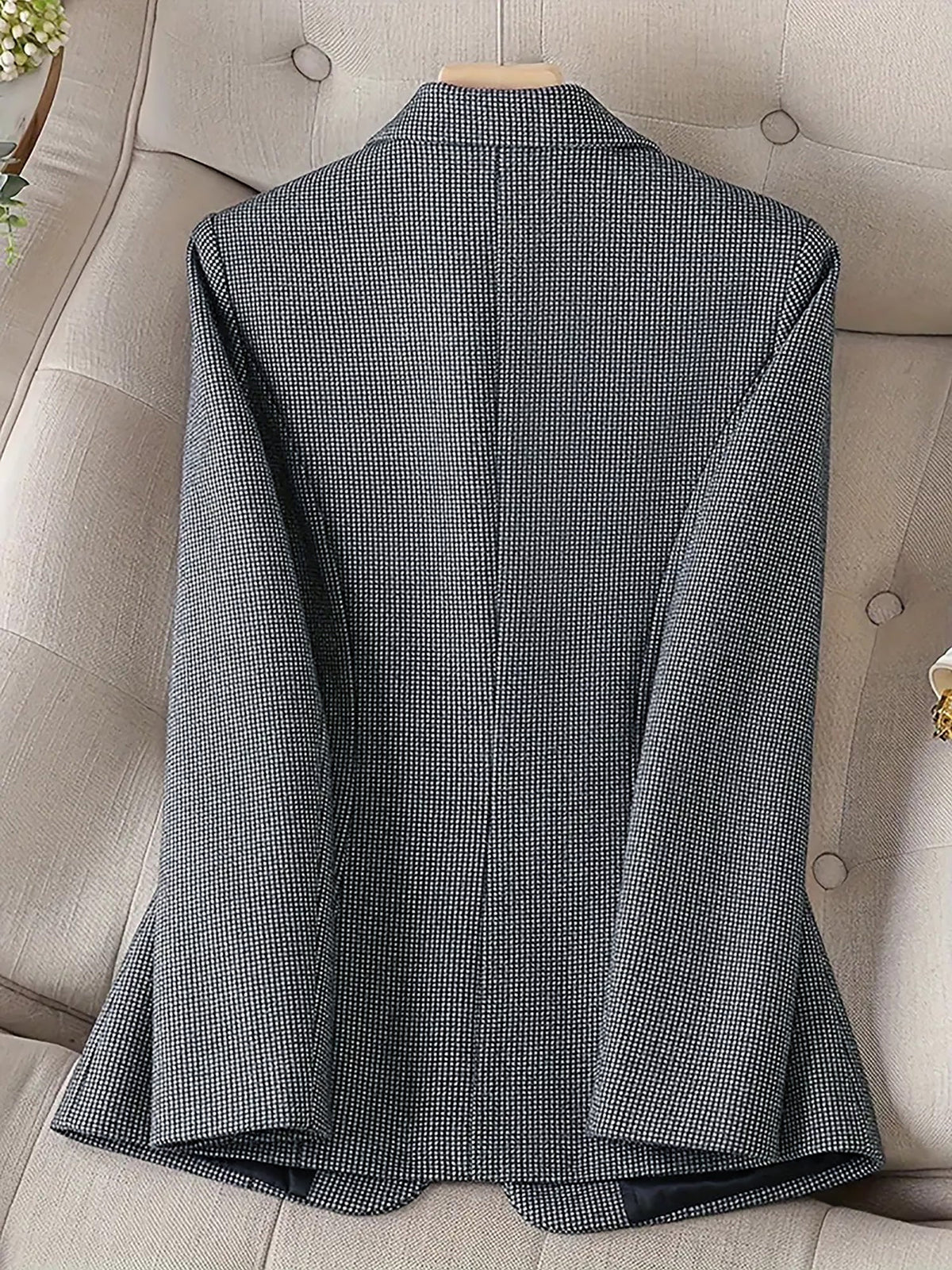 Notched Lapel Lined Long Sleeves Work Office Blazer