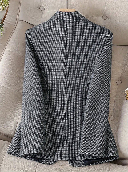 Notched Lapel Lined Long Sleeves Work Office Blazer