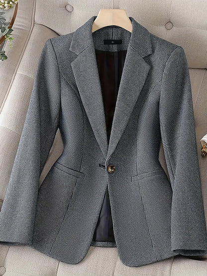 Notched Lapel Lined Long Sleeves Work Office Blazer