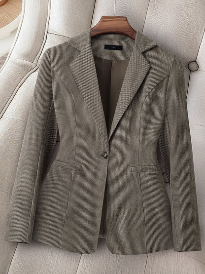 Notched Lapel Lined Long Sleeves Work Office Blazer