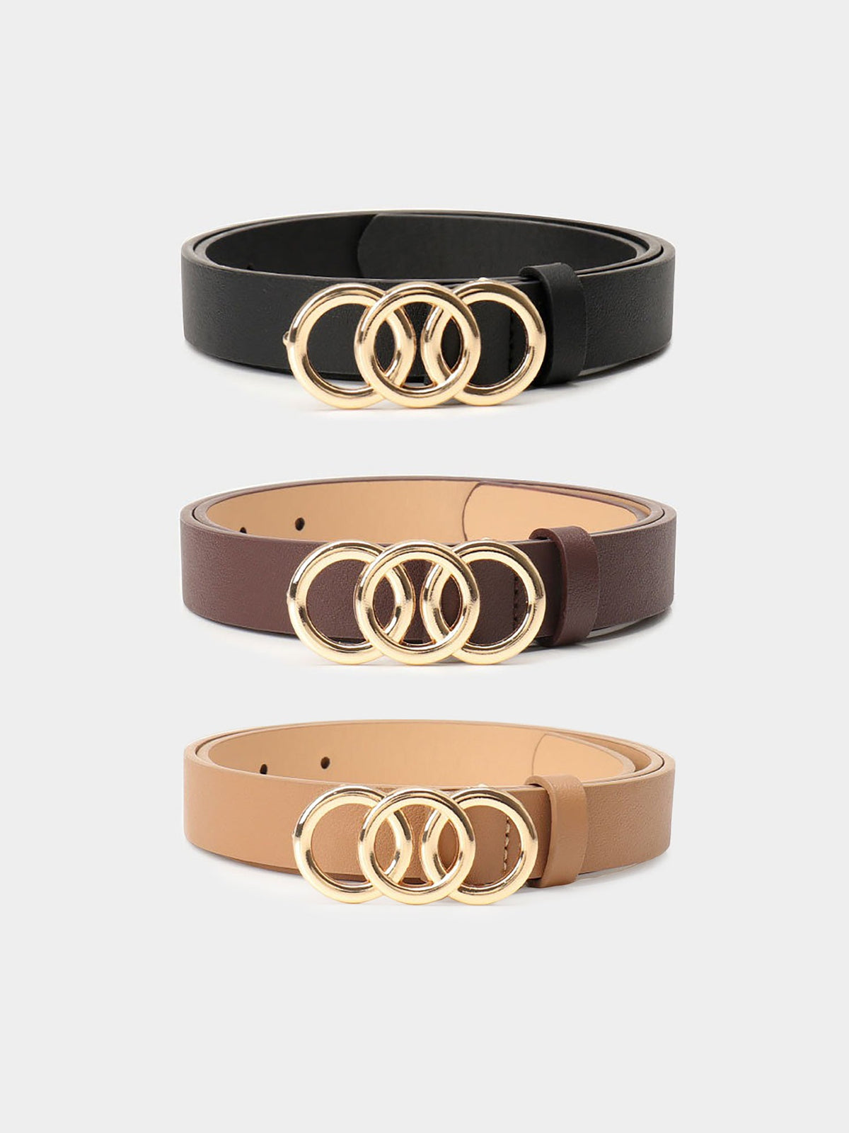 3 Pieces Faux Leather Versatile Women's Belts Set