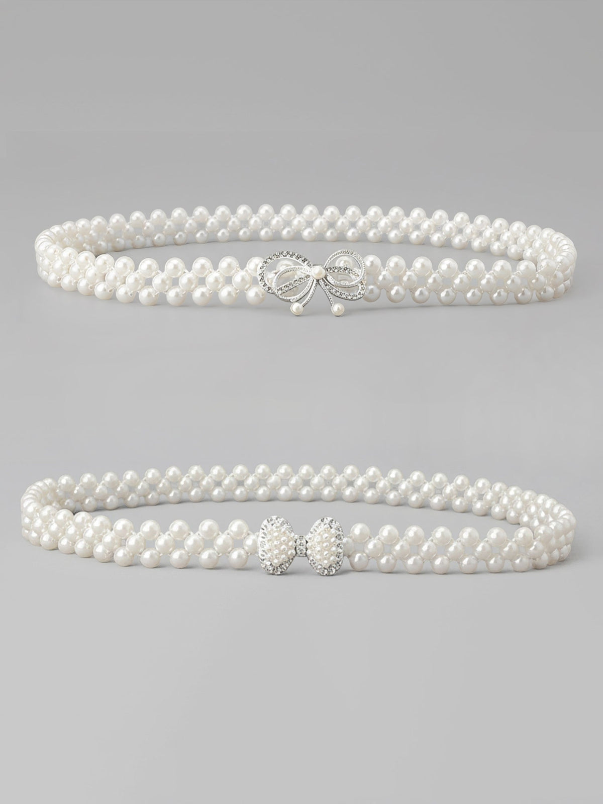 2 Pieces Faux Pearl Chain Rhinestone Women's Belt