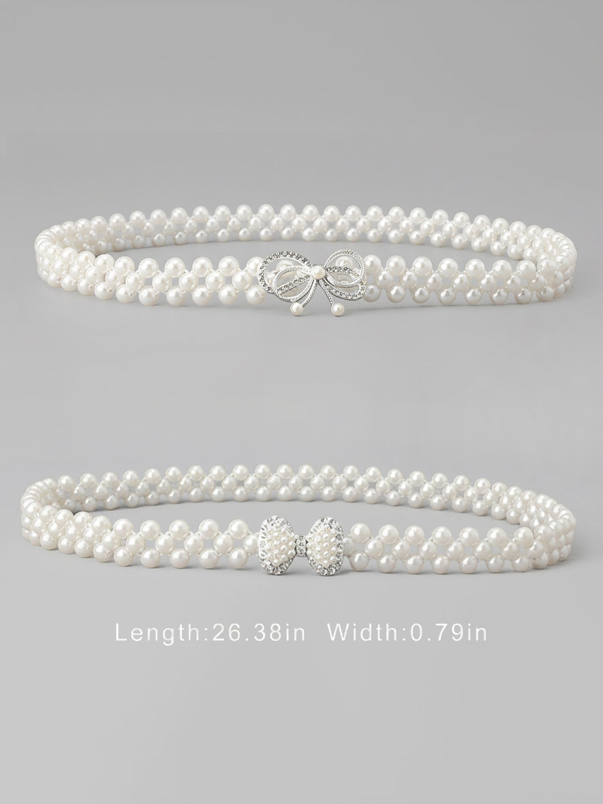 2 Pieces Faux Pearl Chain Rhinestone Women's Belt