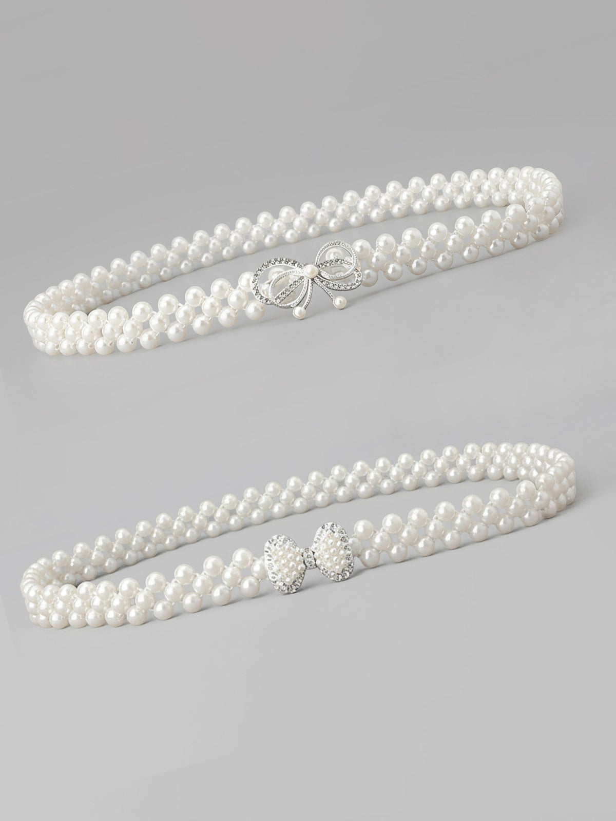 2 Pieces Faux Pearl Chain Rhinestone Women's Belt