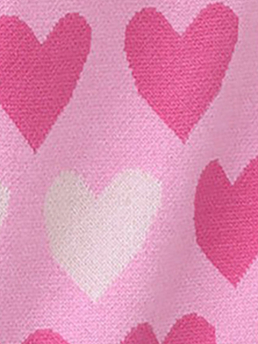 Crew Neck Beaded Heart-Shaped Pullover Knitted Sweater