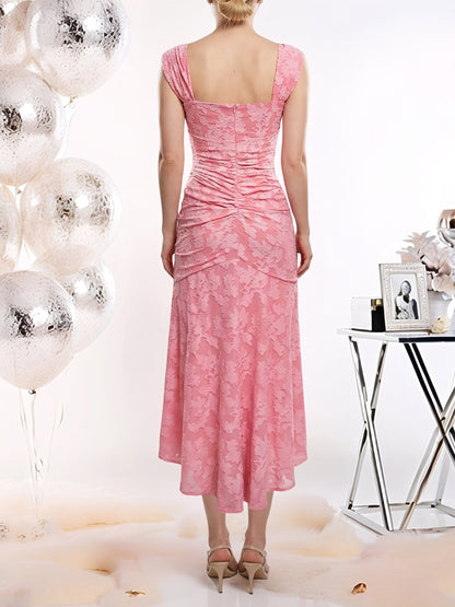 Sleeveless Ruched Textured Bodycon Fishtail Dress