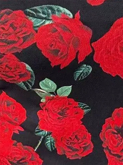 Floral Print Mesh U Neck Long Sleeves Blouse