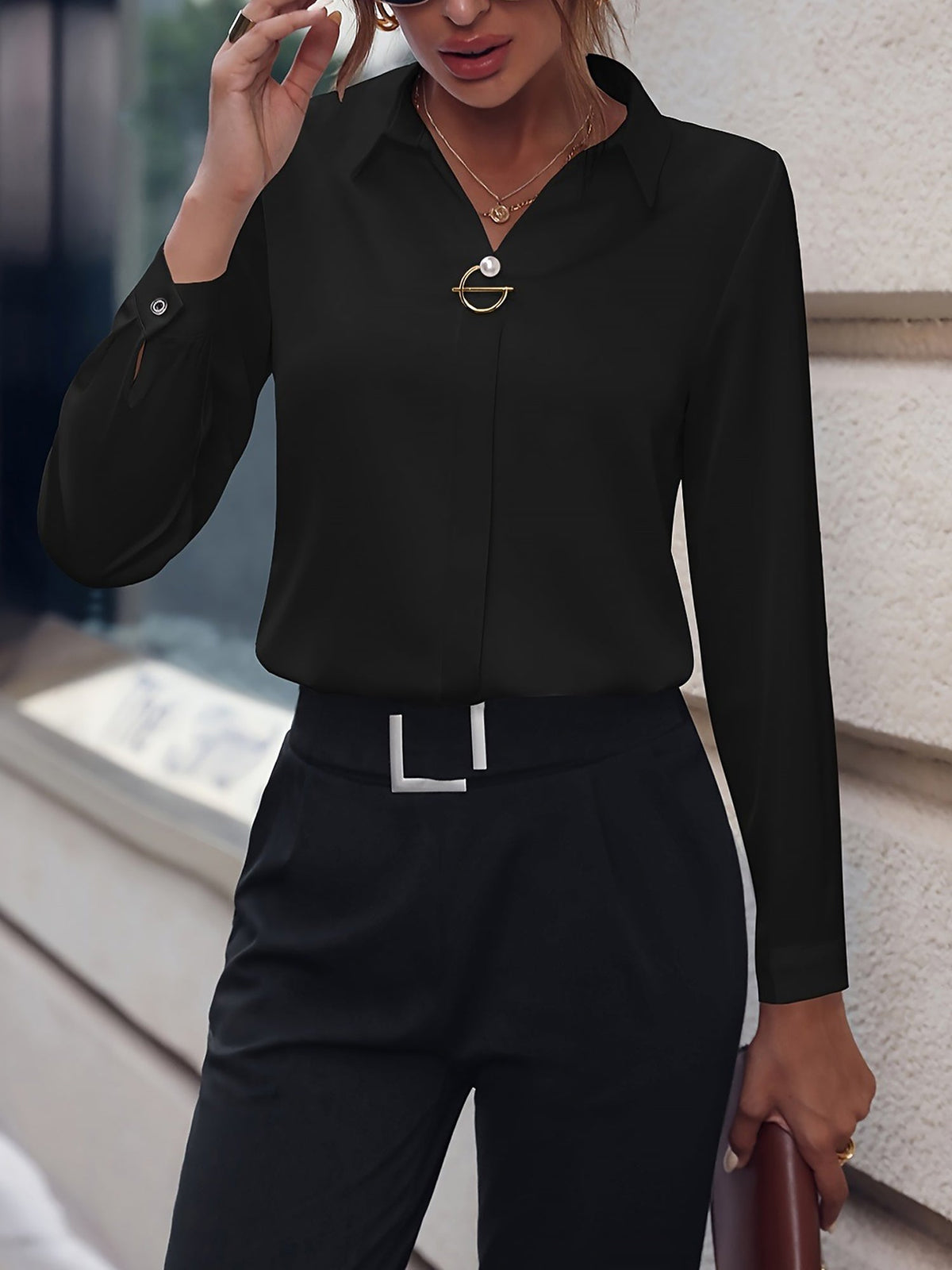 Versatile Solid Color Long Sleeve Button Down Shirt