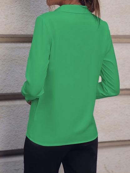 Versatile Solid Color Long Sleeve Button Down Shirt