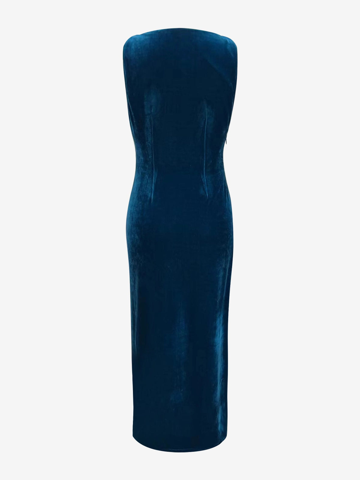 Cowl Neck Sleeveless Velvet Evening Gown Side Slit Dress