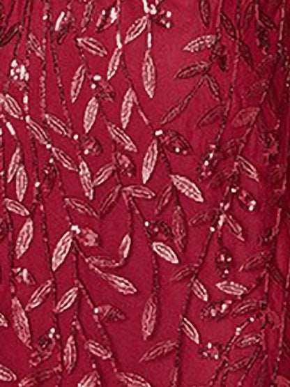 Mesh Embroidered Sequin Evening Gown Fishtail Dress