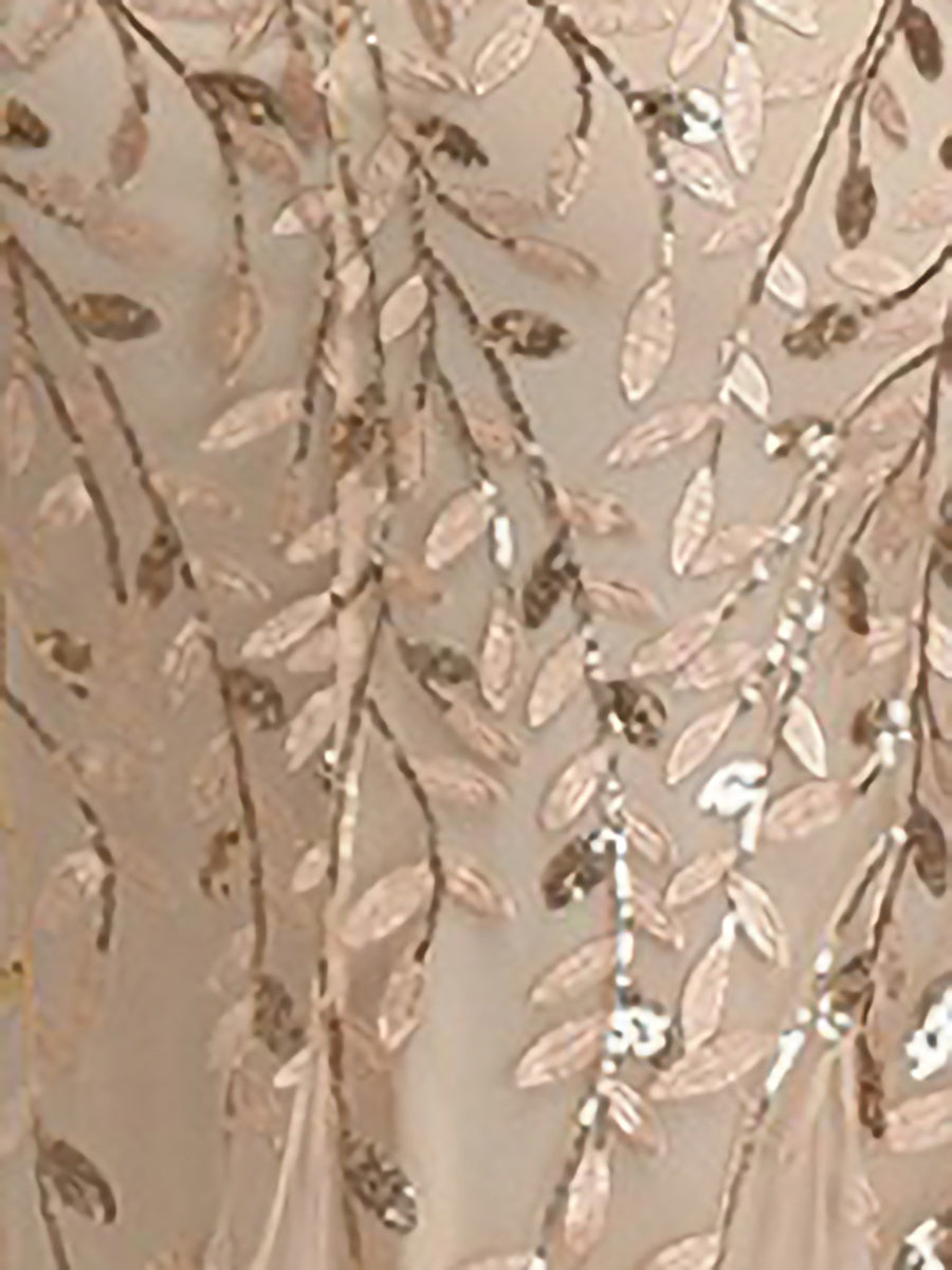 Mesh Embroidered Sequin Evening Gown Fishtail Dress