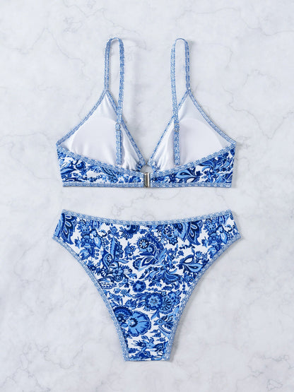 Graphic Triangle Cup Swimsuit Bikinis Sets