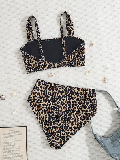 Printed High Waisted Resort Swimsuit Bikinis Sets