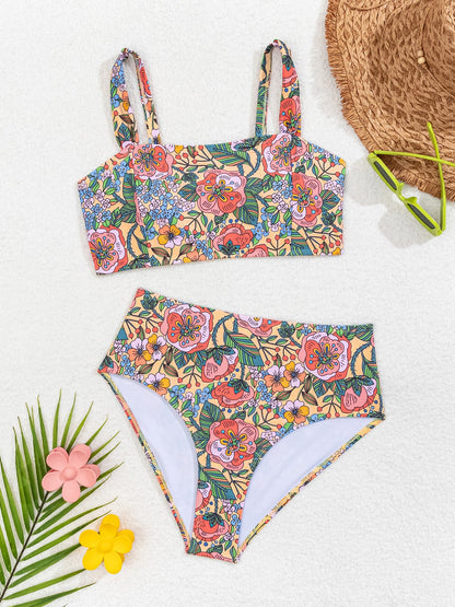Printed High Waisted Resort Swimsuit Bikinis Sets